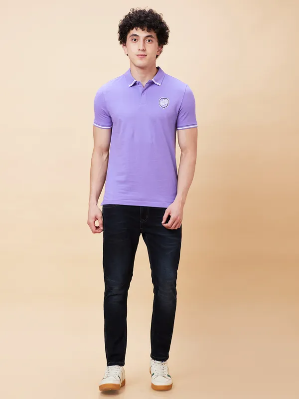 Being Human Regular Fit Men Polo Neck T-Shirts-Dahalia Purple