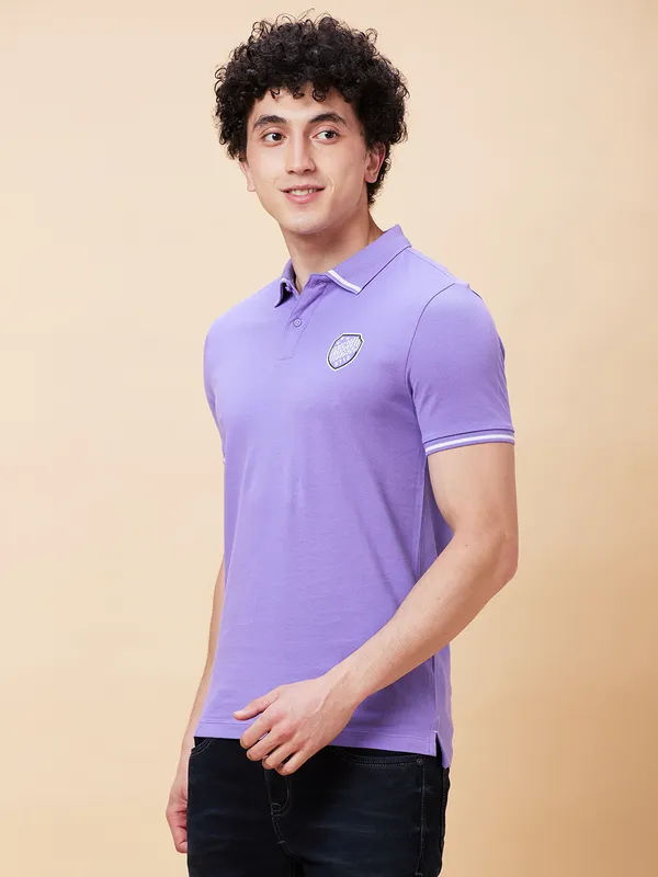 Being Human Regular Fit Men Polo Neck T-Shirts-Dahalia Purple