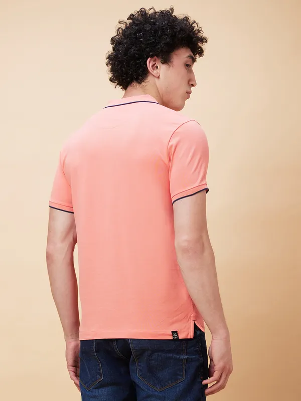 Being Human Regular Fit Men Polo Neck T-Shirts-Burnt Coral