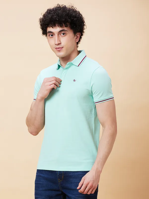 Being Human Regular Fit Men Polo Neck T-Shirts-Brook Green