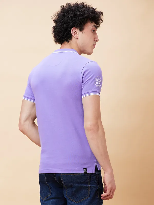 Being Human Regular Fit Men Polo Neck T-Shirts-Dahalia Purple