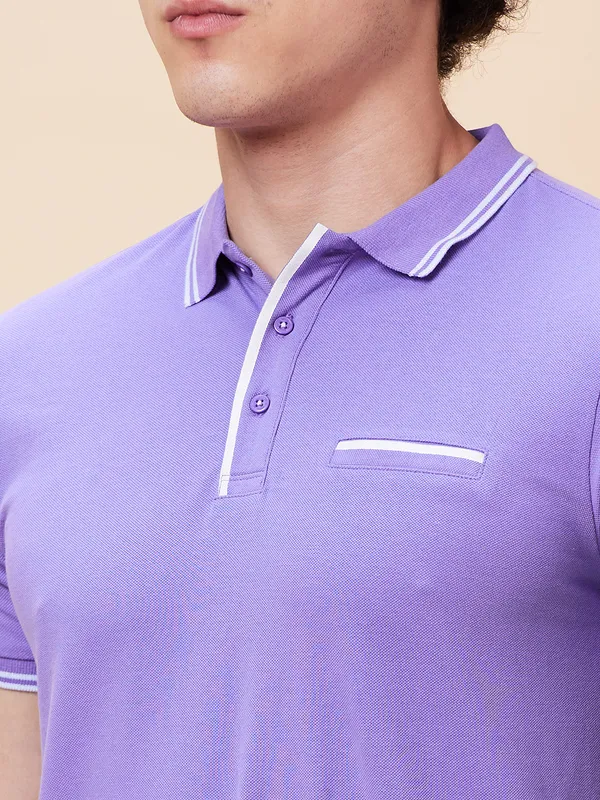 Being Human Regular Fit Men Polo Neck T-Shirts-Dahalia Purple