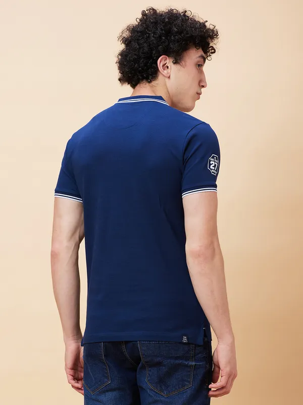 Being Human Regular Fit Men Polo Neck T-Shirts-Navy