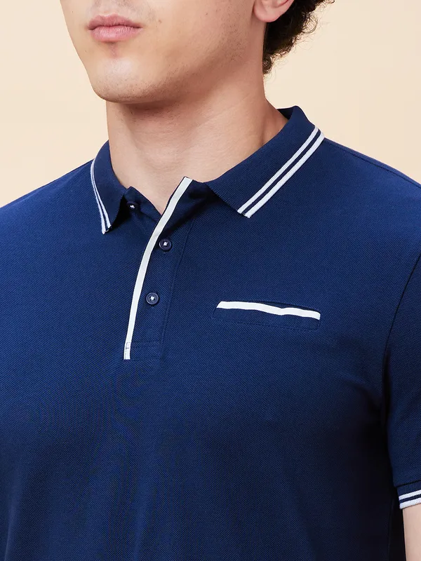 Being Human Regular Fit Men Polo Neck T-Shirts-Navy