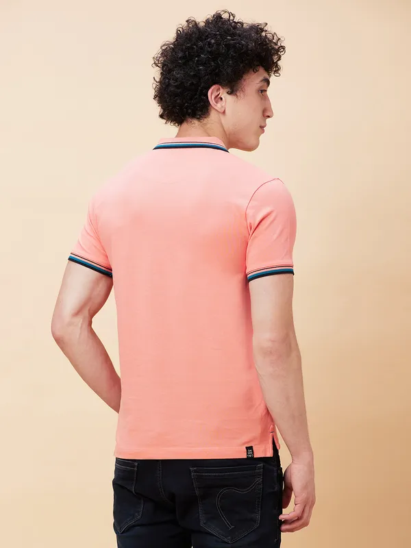 Being Human Regular Fit Men Polo Neck T-Shirts-Burnt Coral