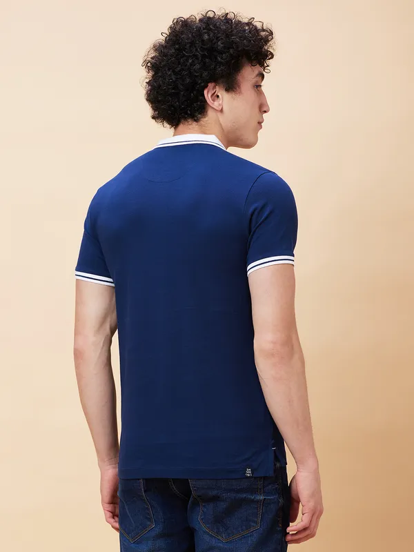 Being Human Regular Fit Men Polo Neck T-Shirts-Navy