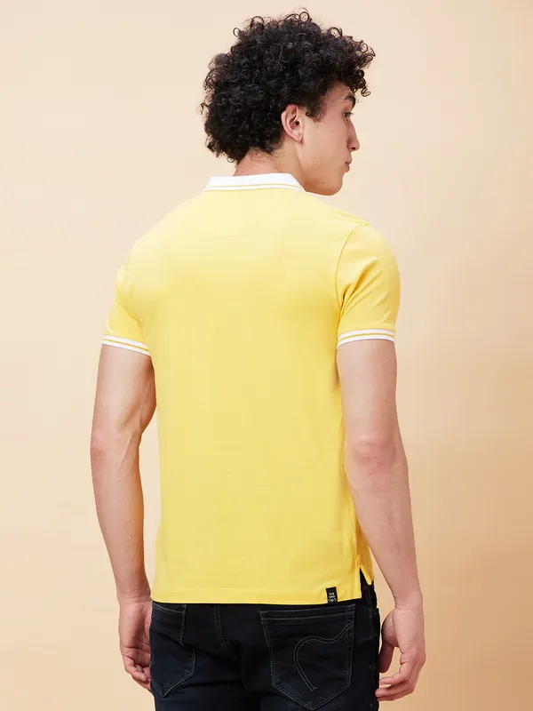 Being Human Regular Fit Men Polo Neck T-Shirts-Yellow