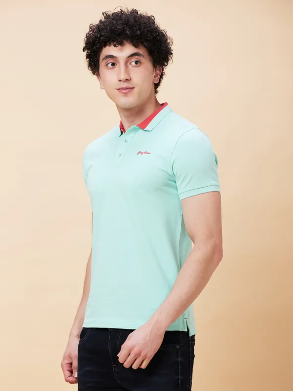 Being Human Regular Fit Men Polo Neck T-Shirts-Brook Green