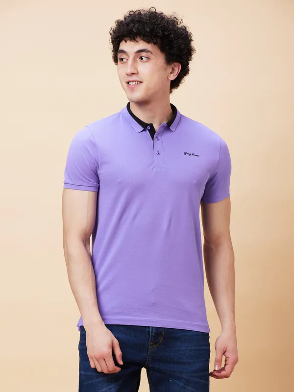 Being Human Regular Fit Men Polo Neck T-Shirts-Dahalia Purple