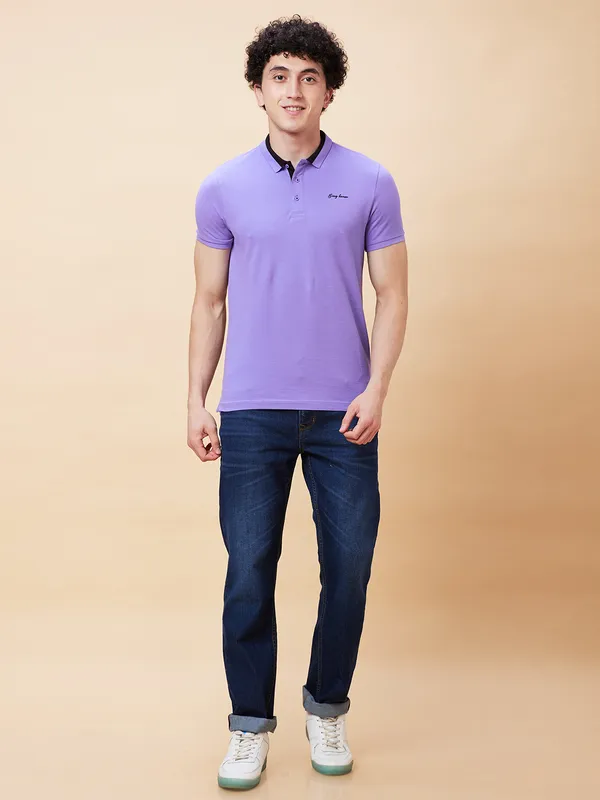 Being Human Regular Fit Men Polo Neck T-Shirts-Dahalia Purple