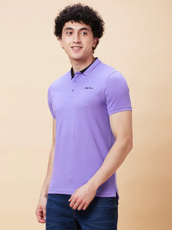 Being Human Regular Fit Men Polo Neck T-Shirts-Dahalia Purple