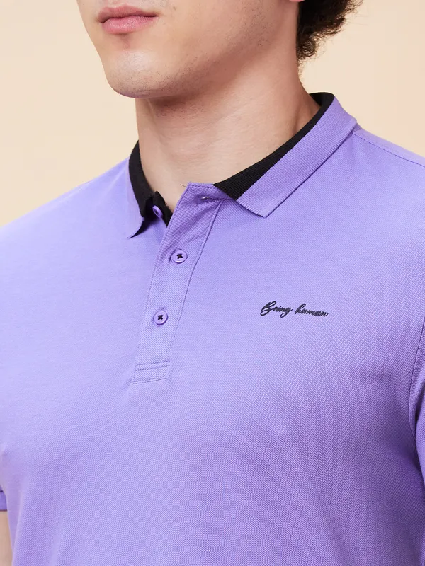 Being Human Regular Fit Men Polo Neck T-Shirts-Dahalia Purple