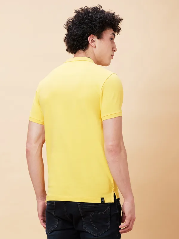 Being Human Regular Fit Men Polo Neck T-Shirts-Yellow