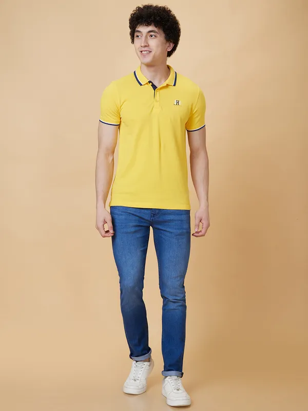 Being Human Men Regular Fit T-Shirts-Yellow