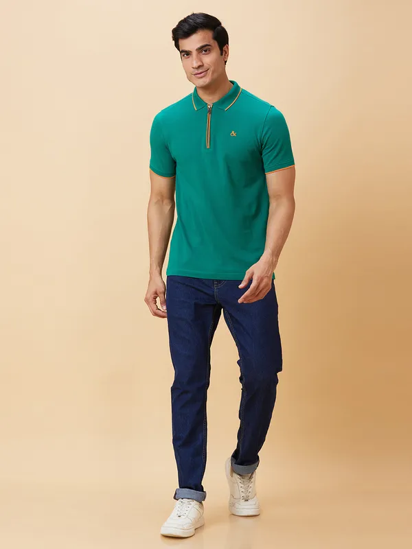 Being Human Men Regular Fit T-Shirts-Green