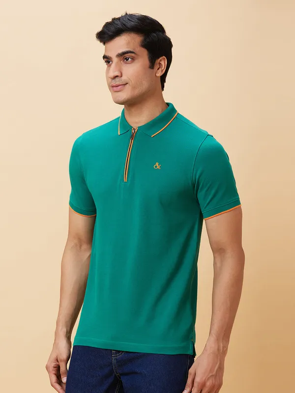 Being Human Men Regular Fit T-Shirts-Green