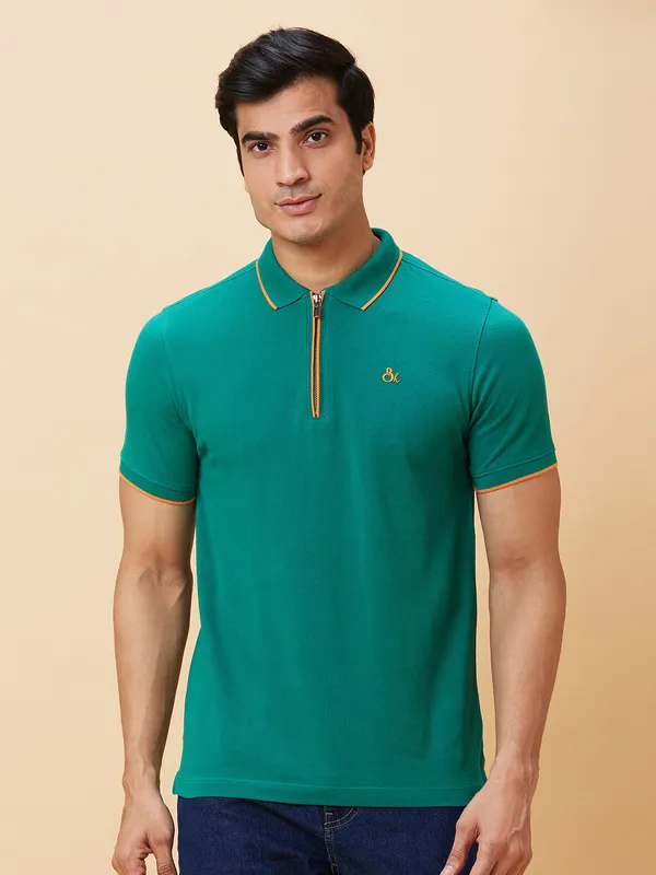 Being Human Men Regular Fit T-Shirts-Green