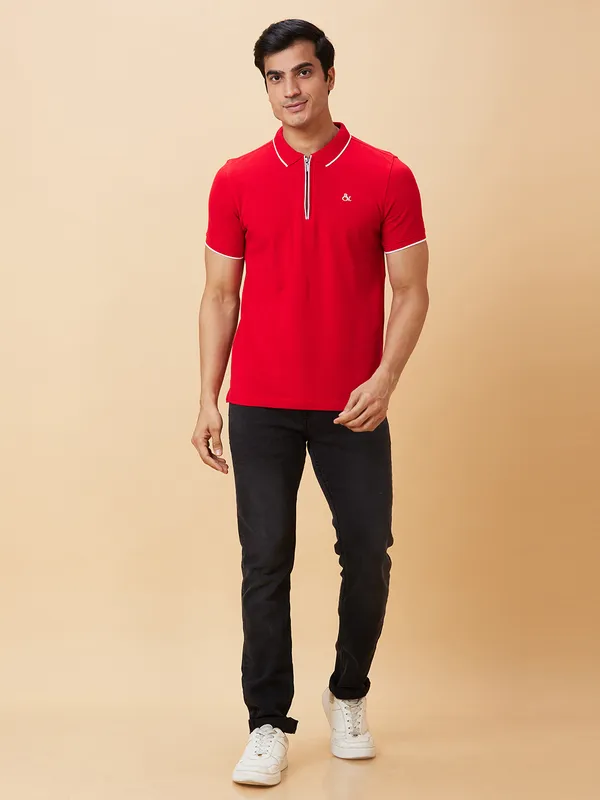 Being Human Men Regular Fit T-Shirts-Red