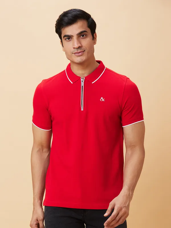 Being Human Men Regular Fit T-Shirts-Red