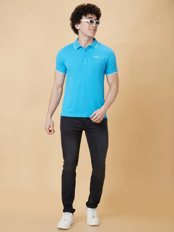 Being Human Men Regular Fit T-Shirts-Blue