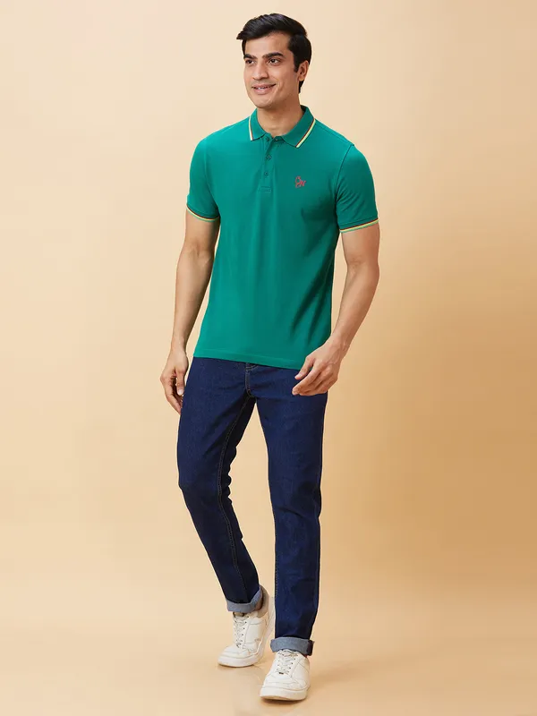 Being Human Men Regular Fit T-Shirts-Green