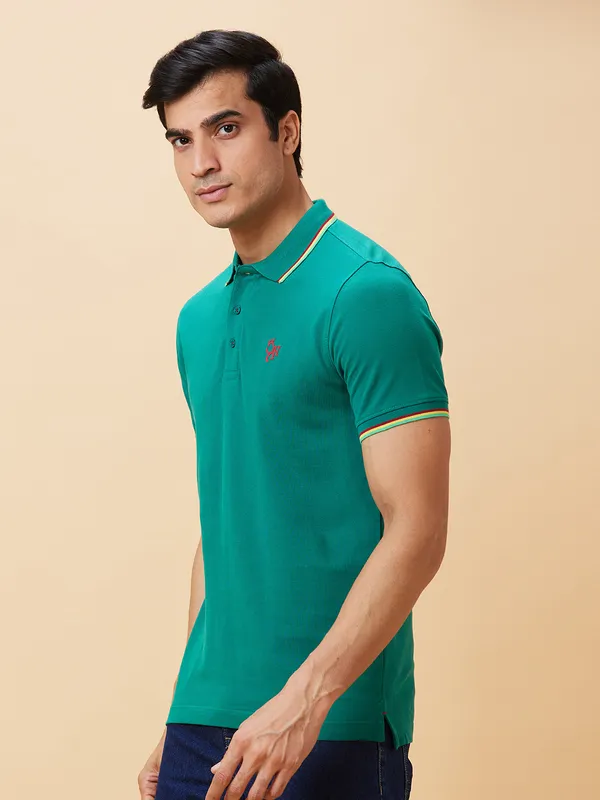 Being Human Men Regular Fit T-Shirts-Green