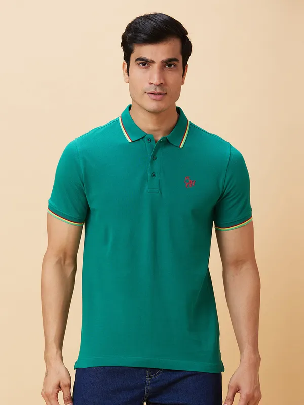 Being Human Men Regular Fit T-Shirts-Green