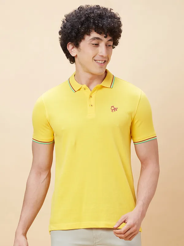 Being Human Men Regular Fit T-Shirts-Yellow