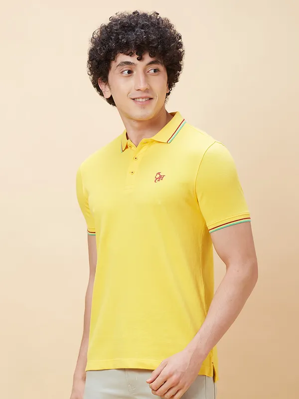 Being Human Men Regular Fit T-Shirts-Yellow