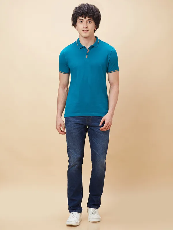 Being Human Men Regular Fit T-Shirts-Dk Teal