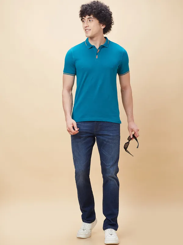 Being Human Men Regular Fit T-Shirts-Dk Teal