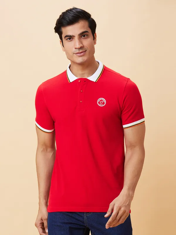 Being Human Men Regular Fit T-Shirts-Red