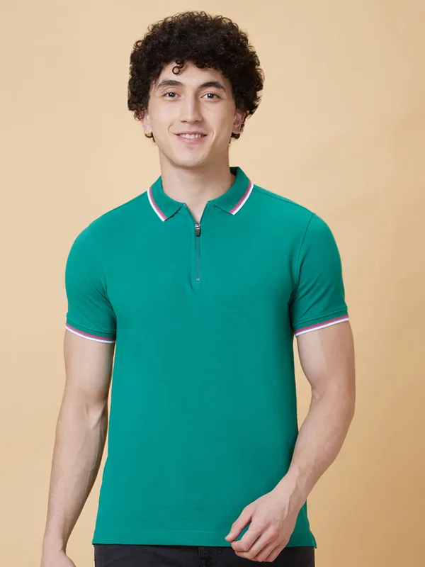 Being Human Men Regular Fit T-Shirts-Green