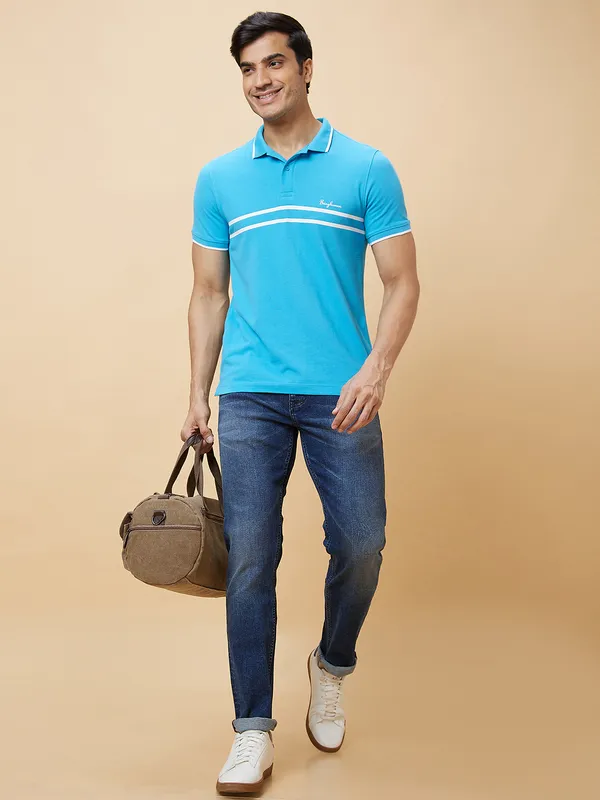 Being Human Men Regular Fit T-Shirts-Blue