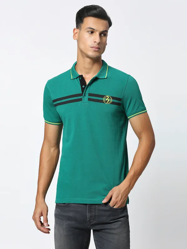 Being Human Men Regular Fit T-Shirts-Green
