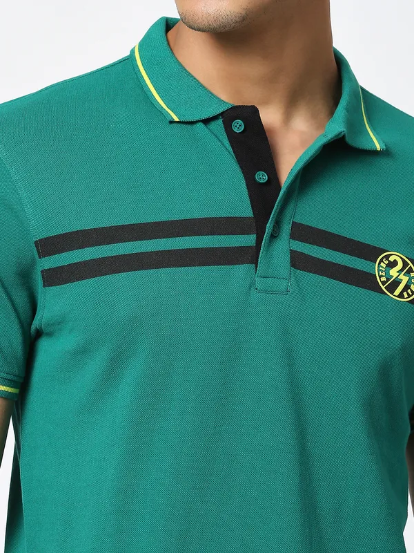 Being Human Men Regular Fit T-Shirts-Green