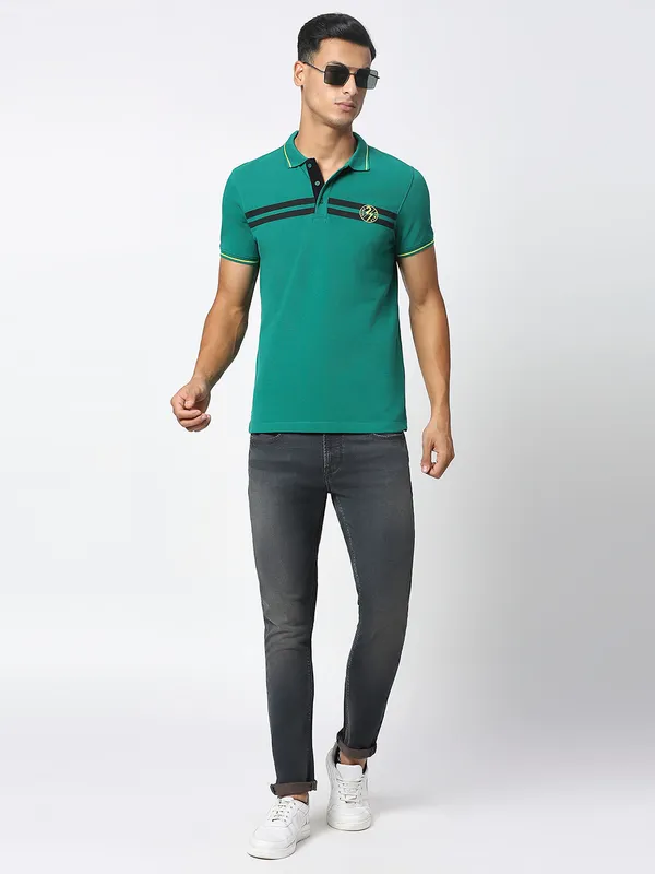 Being Human Men Regular Fit T-Shirts-Green