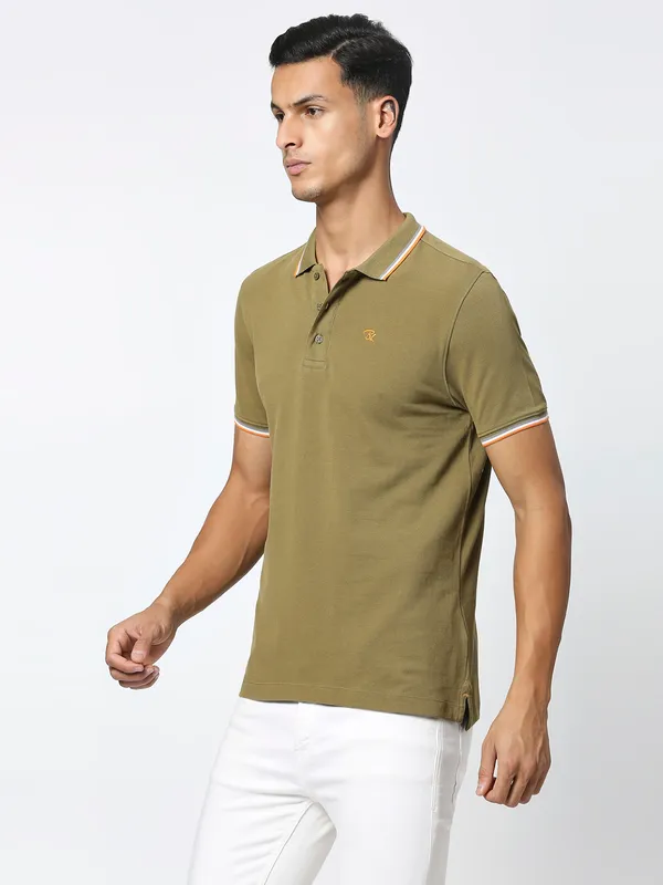 Being Human Men Regular Fit T-Shirts-Olive