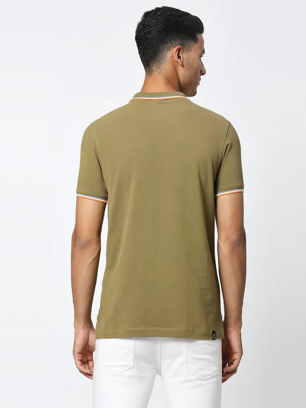 Being Human Men Regular Fit T-Shirts-Olive