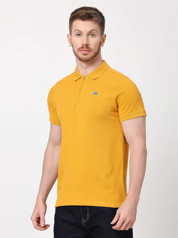 Being Human Men Regular Fit T-Shirts-Mustard