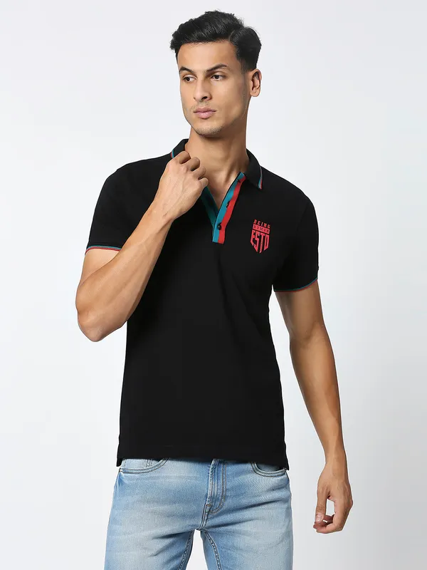Being Human Men Regular Fit T-Shirts-Black