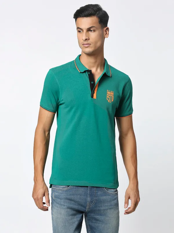 Being Human Men Regular Fit T-Shirts-Green