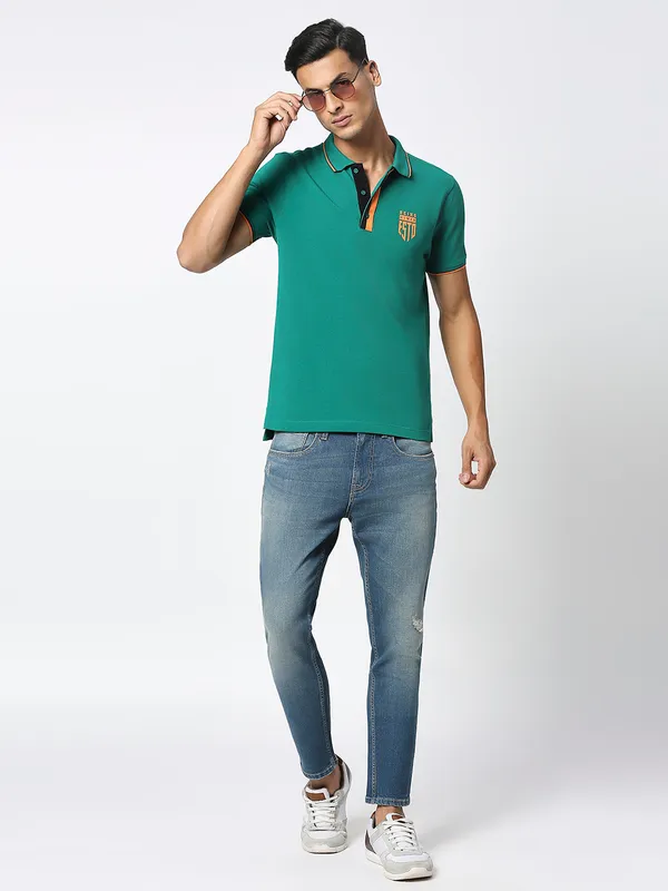 Being Human Men Regular Fit T-Shirts-Green