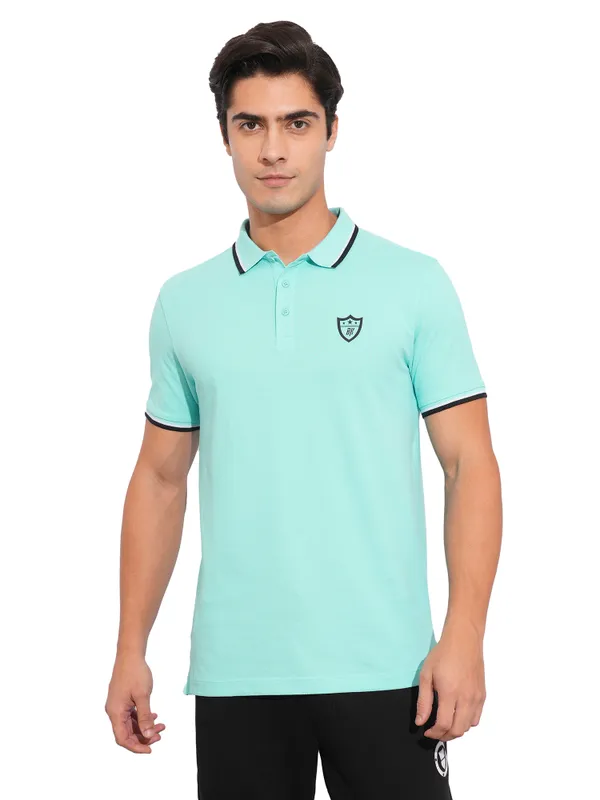 Being Human Clothing-Mens-Top-Polo Neck Aqua