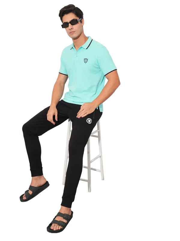 Being Human Clothing-Mens-Top-Polo Neck Aqua