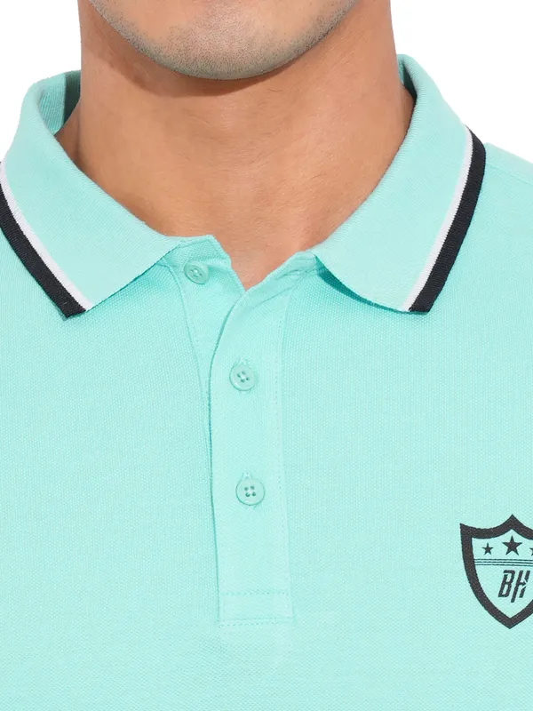Being Human Clothing-Mens-Top-Polo Neck Aqua