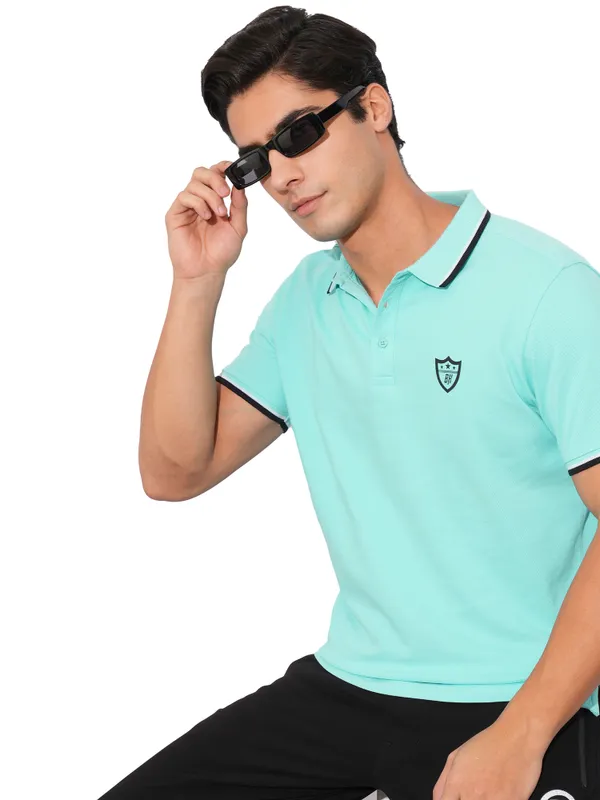 Being Human Clothing-Mens-Top-Polo Neck Aqua