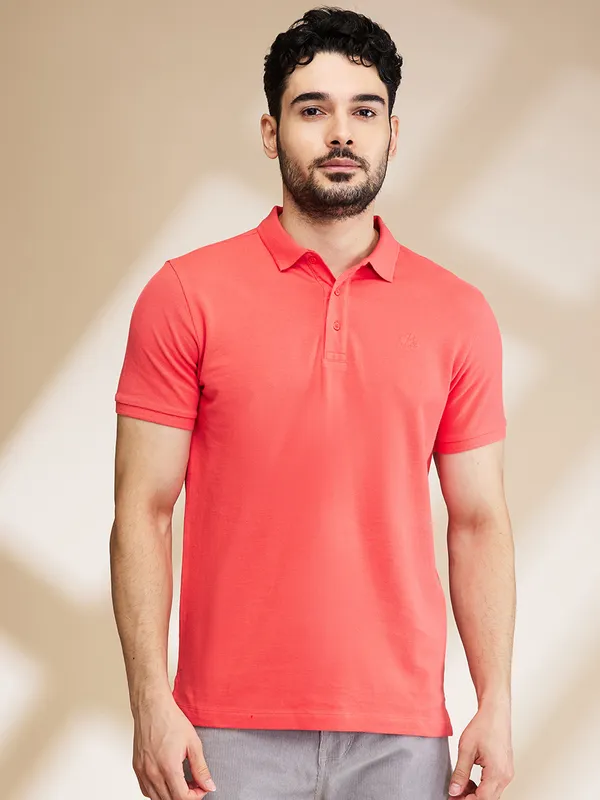 Being Human Clothing Mens-Top Polo Neck Coral