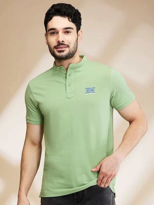 Being Human Clothing Mens-Top Polo Neck Green