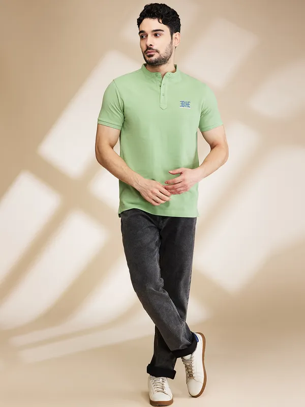 Being Human Clothing Mens-Top Polo Neck Green